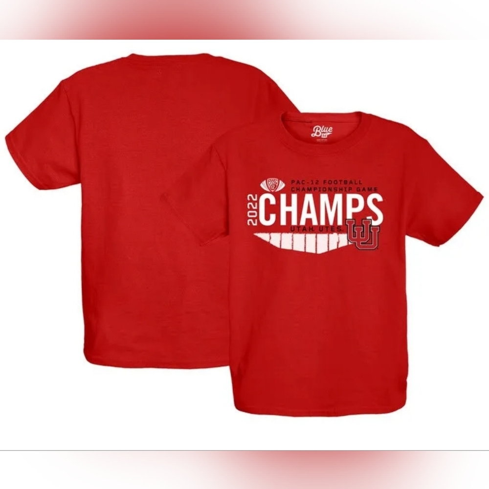 Utah Utes Youth 22' PAC-12 Football Conference Champions T-Shirt Size L Boys NWT